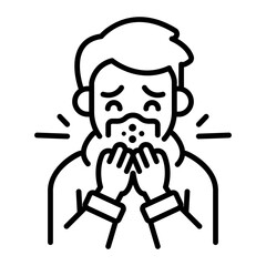Sneezing person icon in line style 