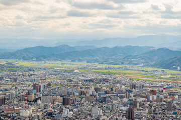 Cityscape of Tottori Viewed from Kyusho Mountain Summit, Japan