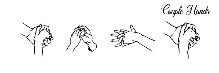Set of couple hands 