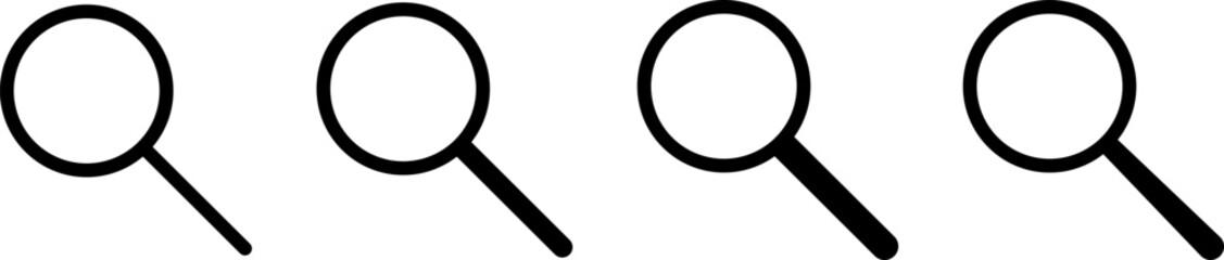 Search icon. Magnifying glass, loupe or magnifier sign vector