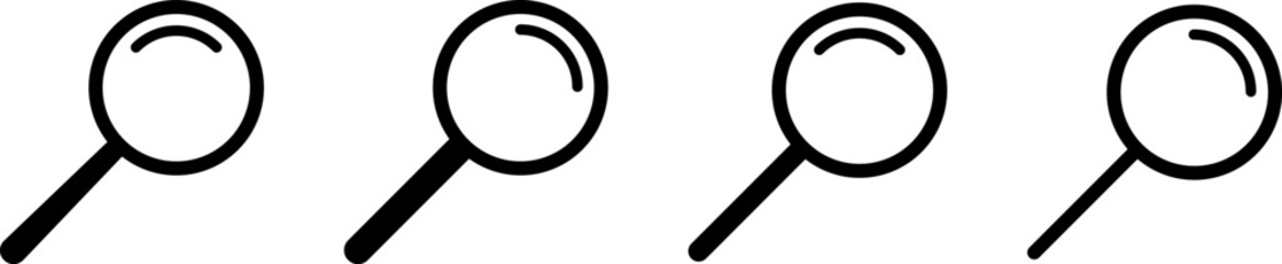 Search icon. Magnifying glass, loupe or magnifier sign vector