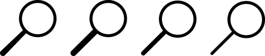 Search icon. Magnifying glass, loupe or magnifier sign vector