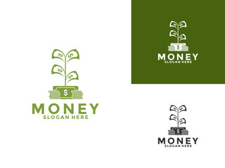 Money logo design vector. Growth Plant Money logo vector template