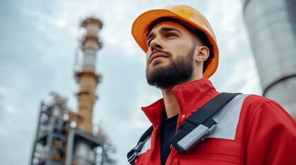 Bright Night View of a Refinery with Workers