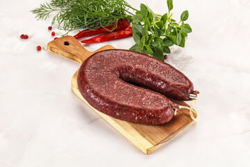 Delicious dry cured beef basturma on table, closeup