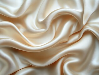 Fototapeta premium Elegant Draped Beige Silk Fabric Texture