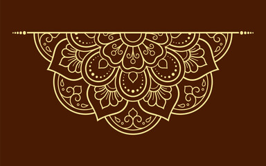 Circular pattern in form of mandala with flower for Henna, Mehndi, tattoo, decoration. Decorative ornament in ethnic oriental style. Outline doodle hand draw vector illustration.