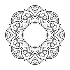 Frame in eastern tradition. Stylized with henna tattoos decorative pattern for decorating covers for book, notebook, casket, magazine, postcard and folder. Flower border in mehndi style.