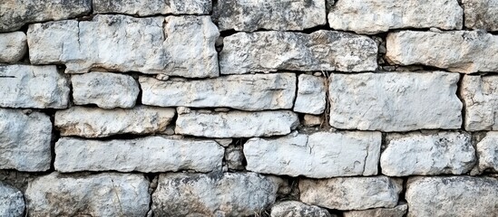 Obraz premium Weathered white brick wall with a rustic texture ideal for background designs and vintage decor applications