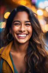 Portrait of a woman laughing happily