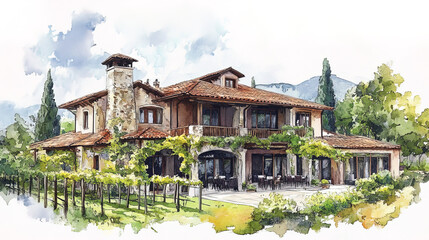 Obraz premium luxury vineyard hotel showcasing rustic elegance amidst lush greenery