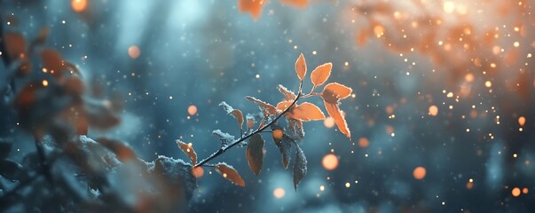Snowflakes Falling Over Silent Winter Forest 