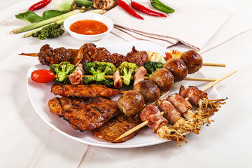 Asian grilled skewer assortment satay