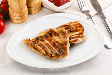 Grilled pork steak with sauce
