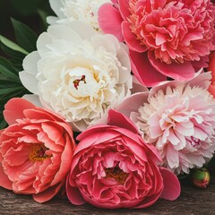 summer Beautiful flower bouquet of pink peonies in vase 