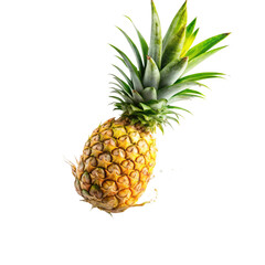 Fototapeta premium Fresh Pineapple flying in the air isolated on transparent background