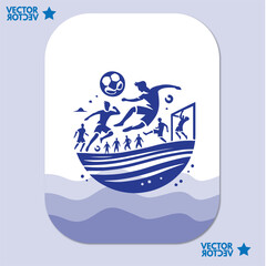Beach ball icon. Vector filled thin outline illustration for summer and beach leisure fun time