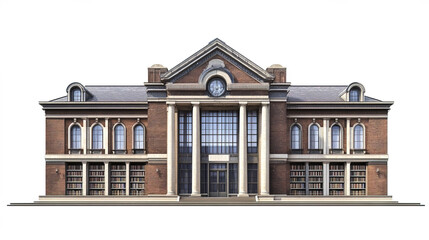Fototapeta premium grand library building with classic architecture and large windows