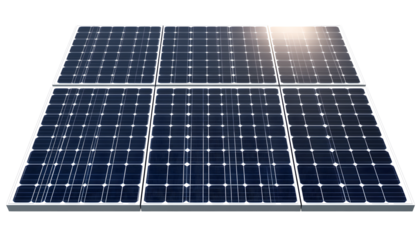 Top view of solar panel isolated on transparent background isolated with white highlights, 