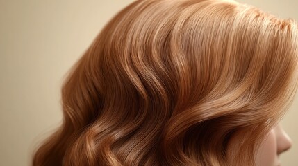 Fototapeta premium Close-up of wavy, highlighted auburn hair.