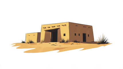 Desert school building with warm sandy tones and minimal design