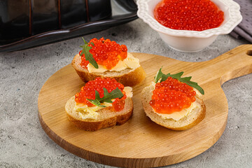 Luxury toast with red caviar