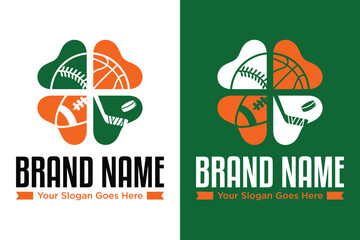simple modern sport basketball rugby football baseball hockey clover leaf vector illustrator logo design