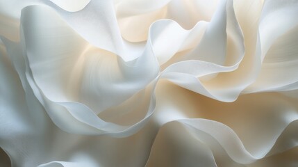 Creamy white fabric drapes with soft folds and ripples.