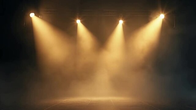 spotlight on Enigmatic Stage: Mysterious Fog and Dimmed Lights. Generative ai