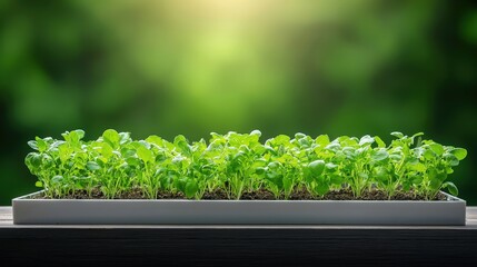 Fresh Green Seedlings Growing in Modern Tray