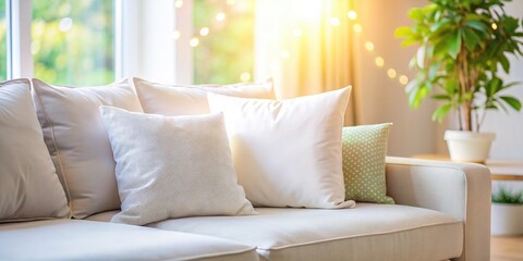 Modern sofa with a comfortable white pillow, showcasing minimalist interior design and luxury furniture.