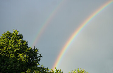 A colorful rainbow appeared in the sky