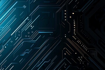 Abstract image of a glowing futuristic circuit board featuring neon blue lines, digital patterns, and intricate technology-inspired details.