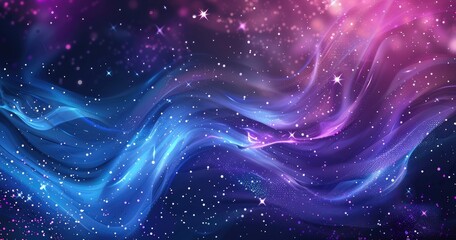 Obraz premium A vibrant cosmic background with flowing colors and sparkling stars, ideal for digital designs.