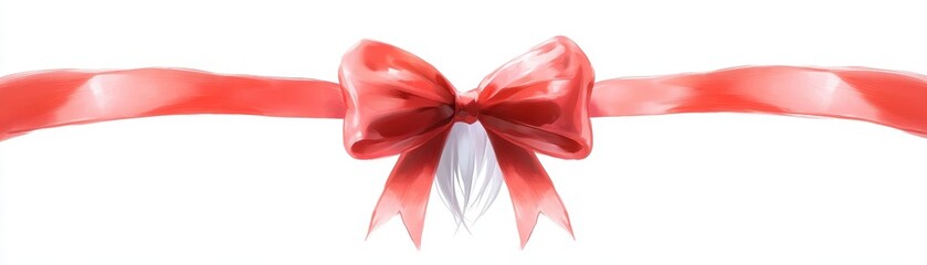A decorative red ribbon with a bow.