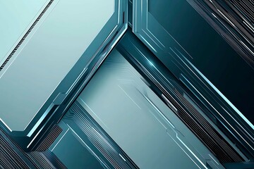 Obraz premium Abstract image of a glowing futuristic circuit board featuring neon blue lines, digital patterns, and intricate technology-inspired details.