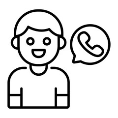 A linear icon of a person doing phone call 