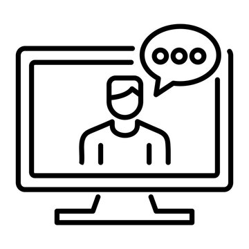 recommend clip art: Online consultation icon in linear style 