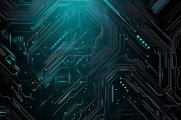 Abstract image of a glowing futuristic circuit board featuring neon blue lines, digital patterns, and intricate technology-inspired details.
