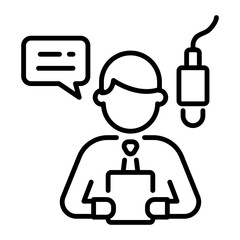 A linear icon of a narrator 