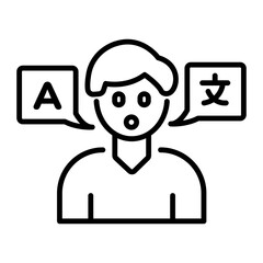Multilingual person icon in linear style 
