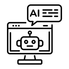 Naklejka premium Ai message icon in linear style 