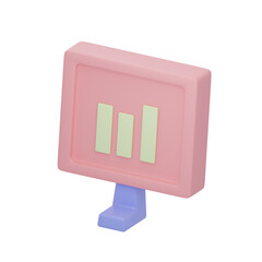 3D monitor with chart concept. 3d rendering illustration