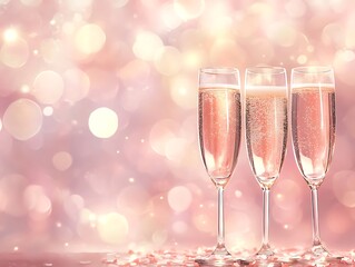 New Year Toast With Champagne Glasses And Golden Fireworks