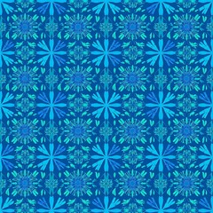 Seamless Teal and Blue Floral Pattern 