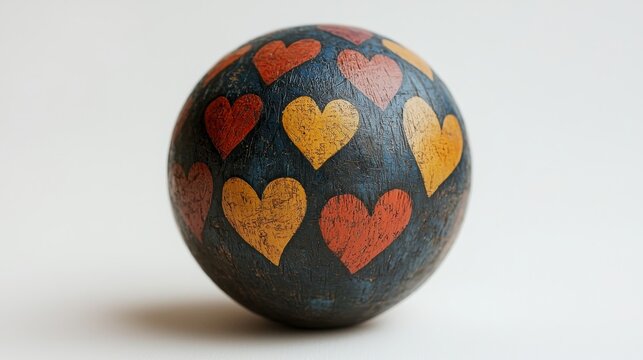 Decorative sphere with colorful heart patterns