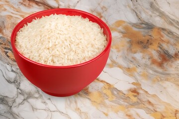 Uncooked fresh white rice. Healthy cereal concept.