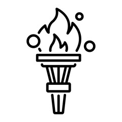 Fire torch icon in linear style 