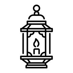 Antique candle lantern icon in line style