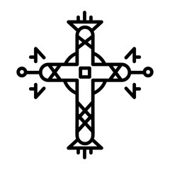 A linear icon of papal cross symbol 